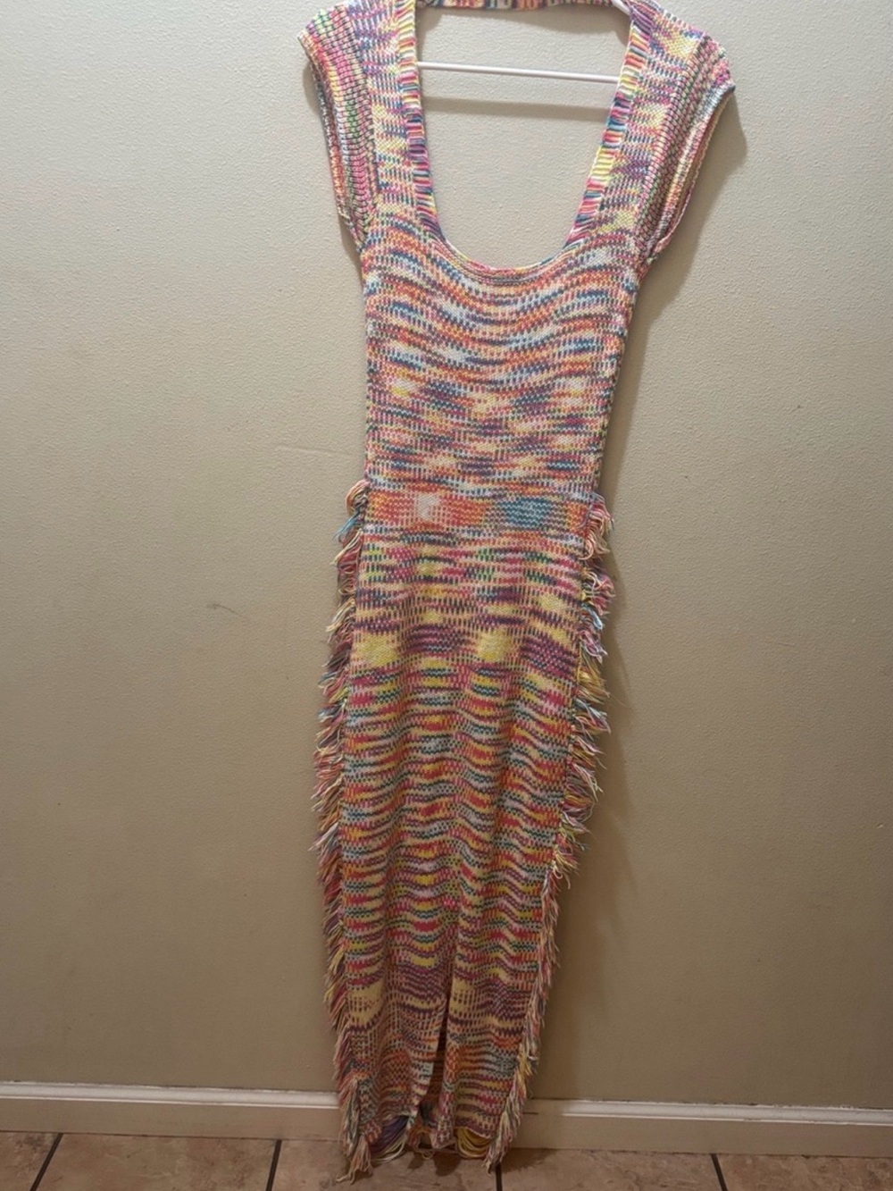 Fashion Nova Multicolor Knit Fringe Midi Dress - Picture 3 of 3